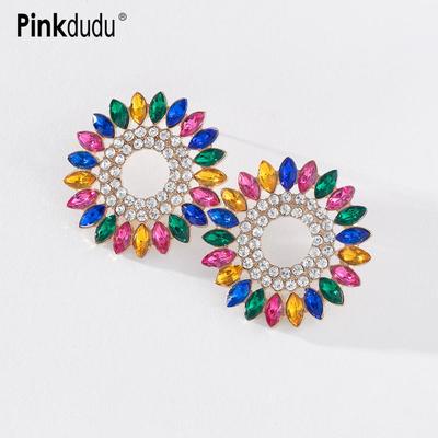 2023 kreative 5 Farbe Sonnenblumen Stud Ohrringe Romantische Luxus Mehrfarbige Strass Runde Ohrring für Frauen PD1292