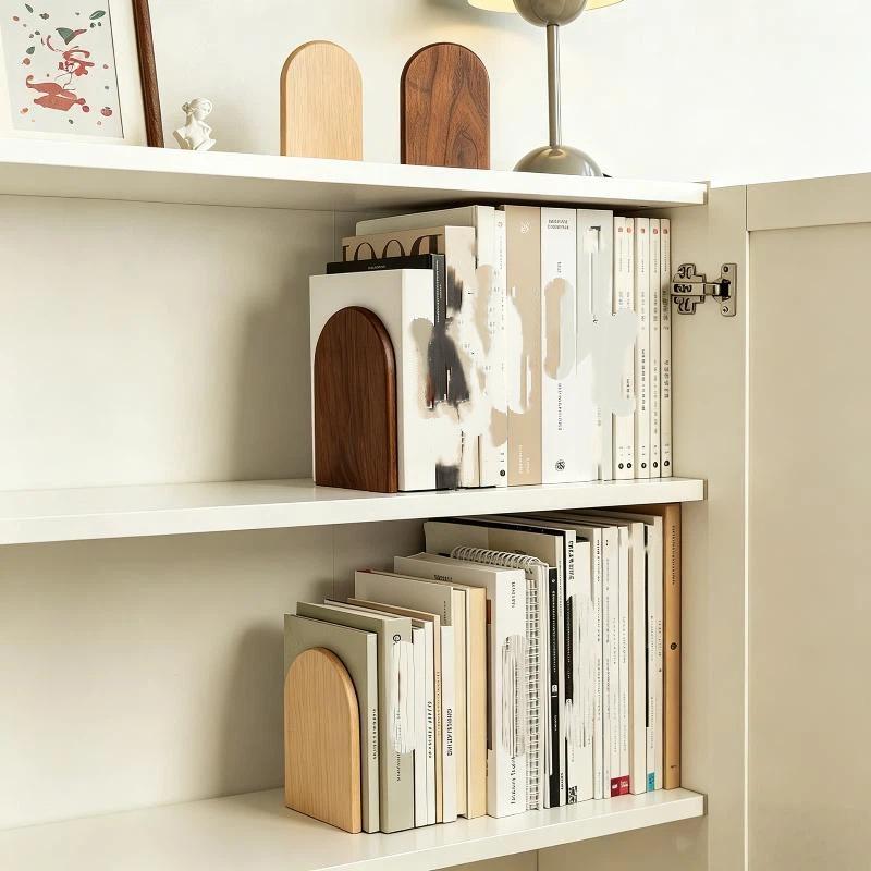 Nature Wooden Bookends Desktop Bookshelf Desk Organizer Office Home Book Accessories Storage Book Holder Wood Book Ends
