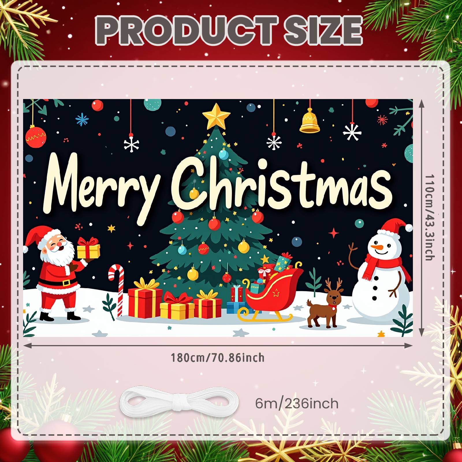 Winter Holiday Banner Christmas Tree Snowman Backdrop Christmas Tree Display Santa Claus Santa Claus Display For Festive Holiday
