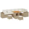 Ensemble de Canapés de Jardin vidaXL de 9 pièces avec Coussins Beige Poly Rattan Acacia, Ensemble de Salle à Manger de 3362021