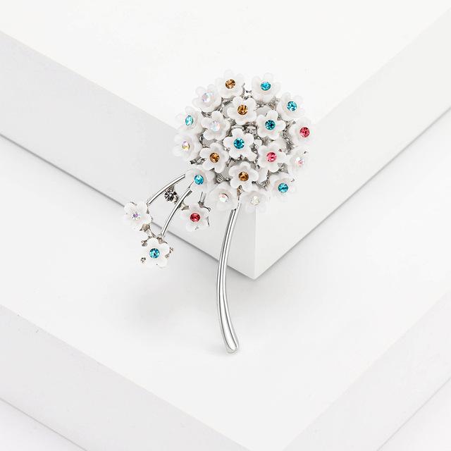 Rhinestone Dandelion Brooch Fashion Flower Pin 2 Colors Available High Quality New 2023