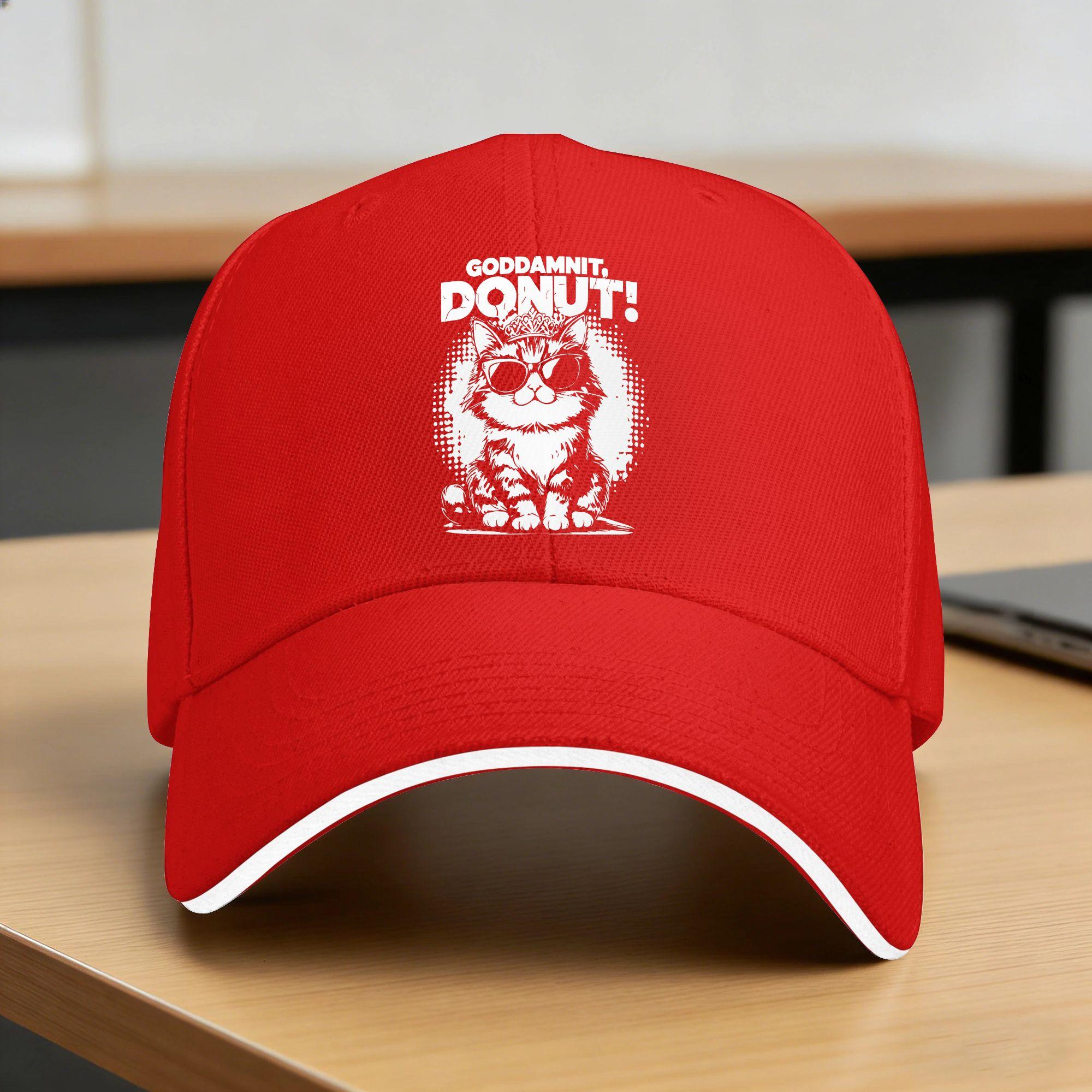 Goddammit Donut Funny Princess Cat Glasses Sun Baseball Cap Summer Couple Women  Print Hip Hop Hats Stylish Gym Baseball Caps One Size