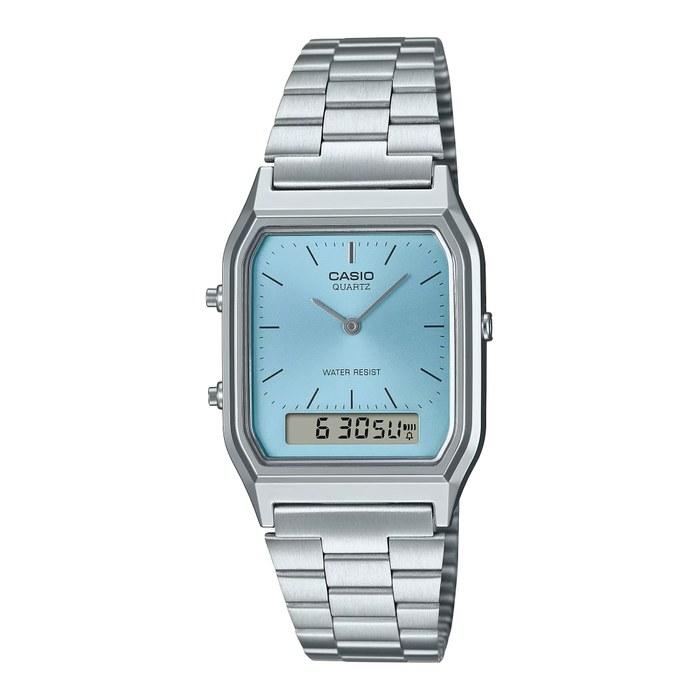 Casio Women s Analog Quartz Watch Stainless Steel Strap AQ-230A-2A1MQYES, Silver Turquoise