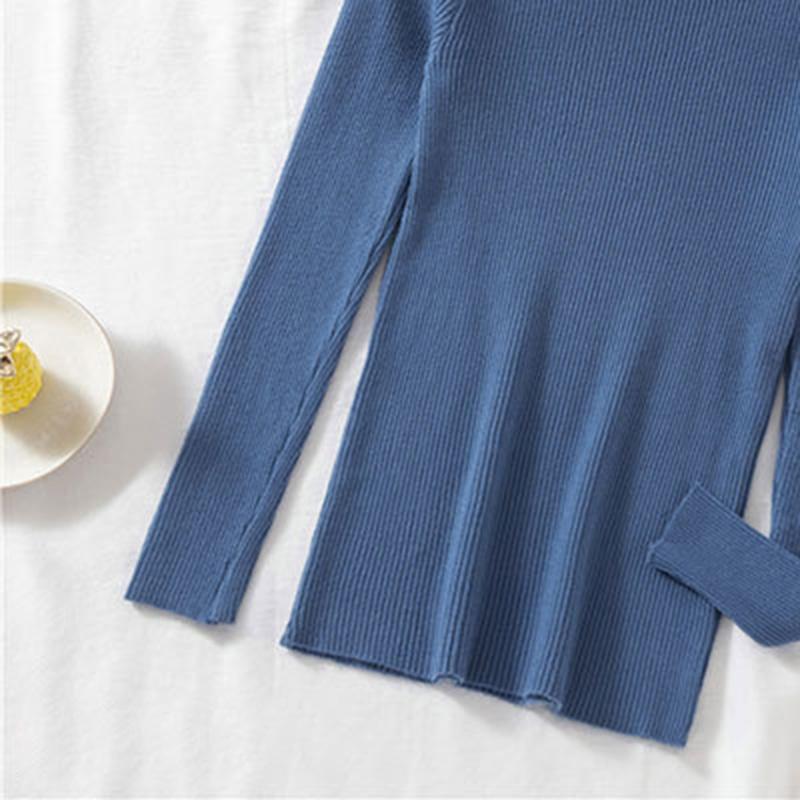 Women Spring Autumn Winter Half High Collar Pullovers Sweaters Jumper Primer Shirt Full Sleeve Short Slim-fit Tight Bottoming Knit Chic Solid One Size