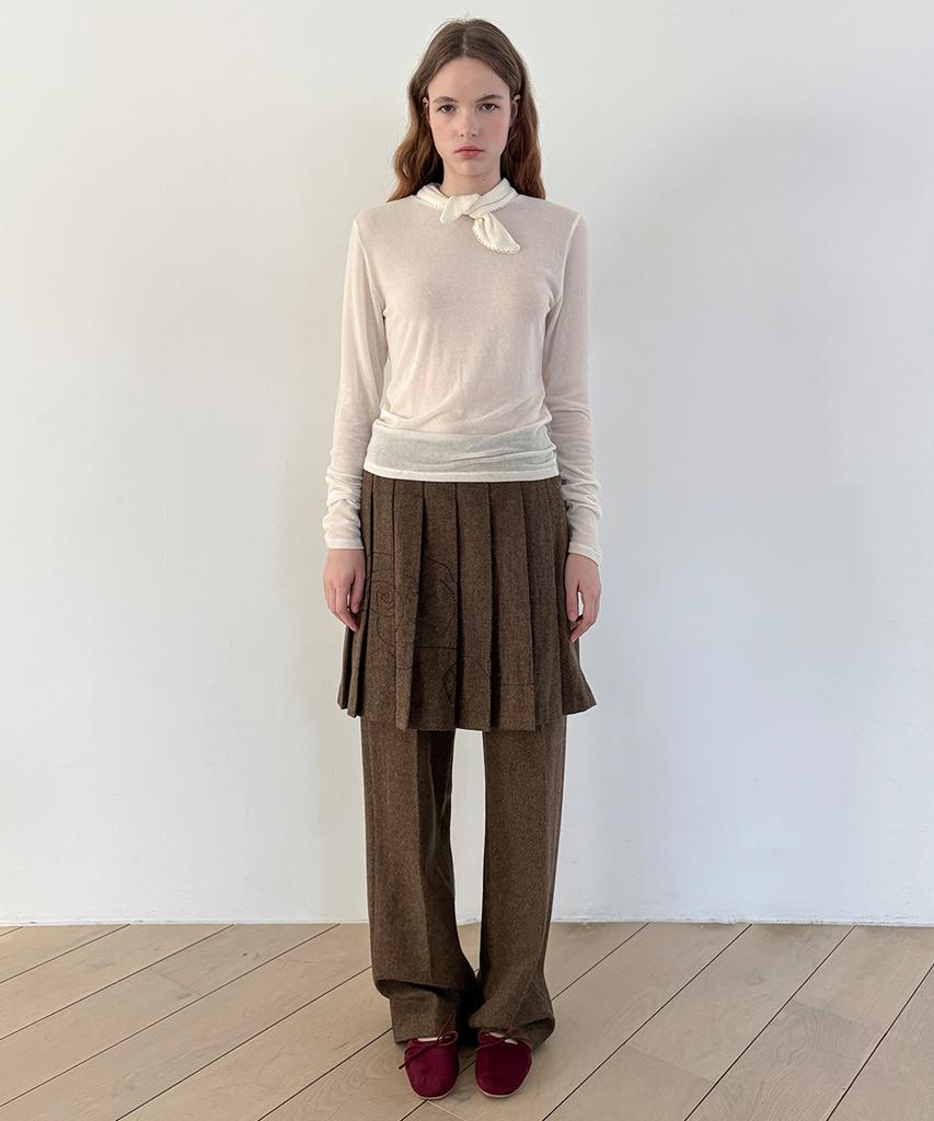 SINOON Sn Wool Blend Straight Pants (Brown)
