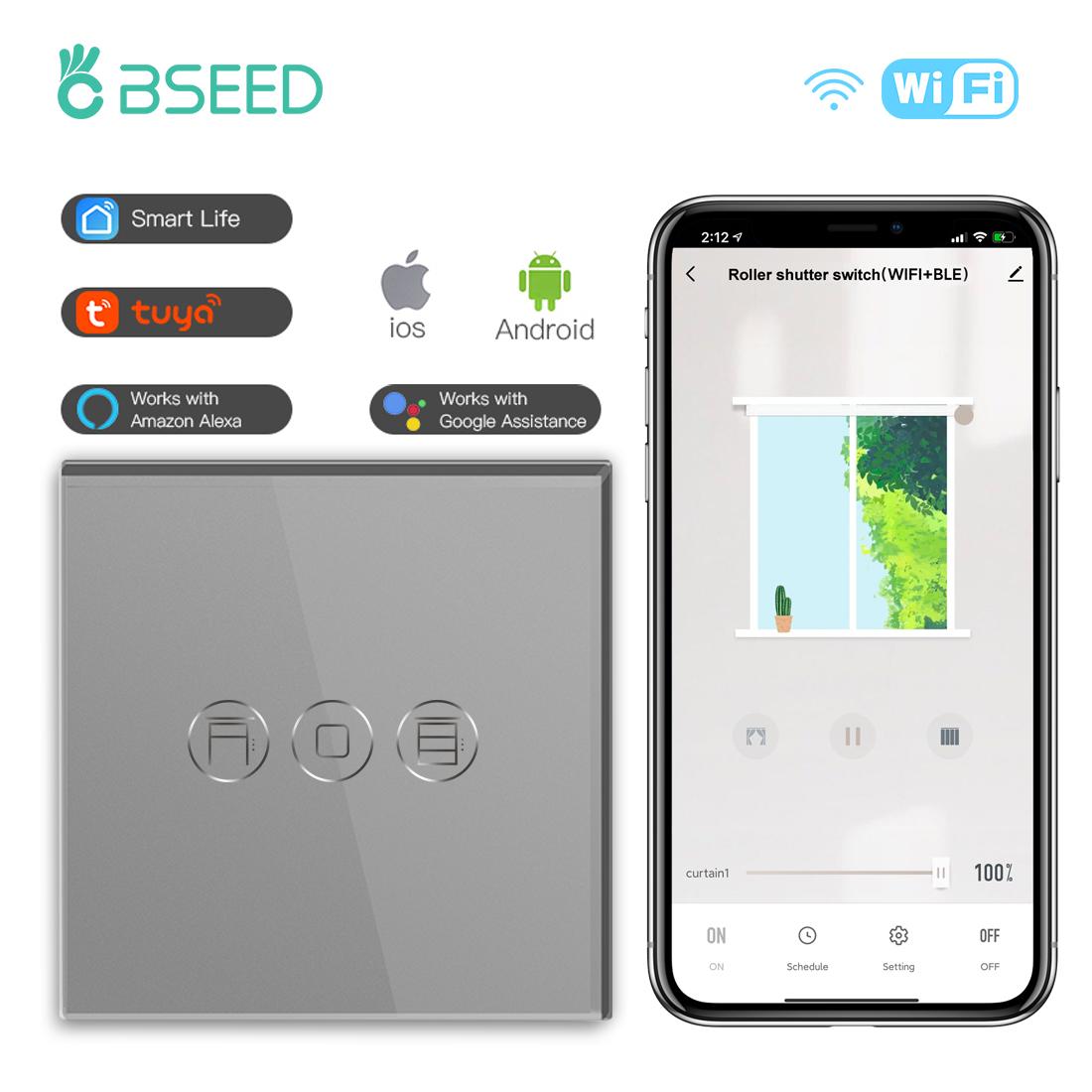 

BSEED Wi-Fi Вимикач для рольставен Розумний вимикач для жалюзі з сенсорним вимикачем світла Розетка EU Type-c USB Tuya Smart Life Керування Alexa EU standard