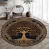 Magical Sunset Tree Of Life Border Ornament Non Slip Large Round Rug Spiritual Boho Meditation Space Floor Mat