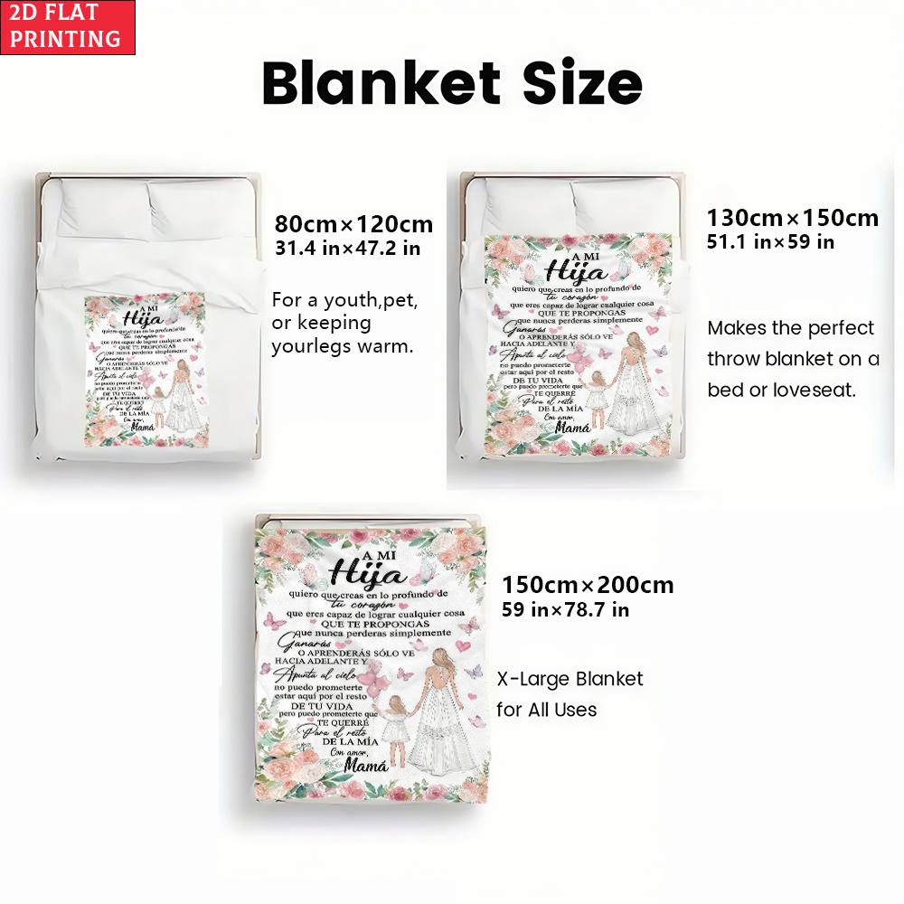 Mom to Daughter Gift, Floral Butterfly Print Throw Blanket, Soft Warm Flannel Blanket for Bed Sofa, Mother's Day Birthday Gift