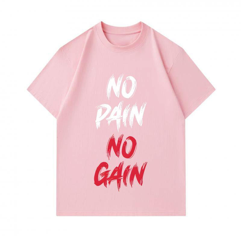 Men's 100% Cotton Crew Neck Short Sleeve T-Shirt, Casual NO PAIN NO GAIN Motivational Printed Breathable Soft Daily Workout Tee Top for Fitness Enthus