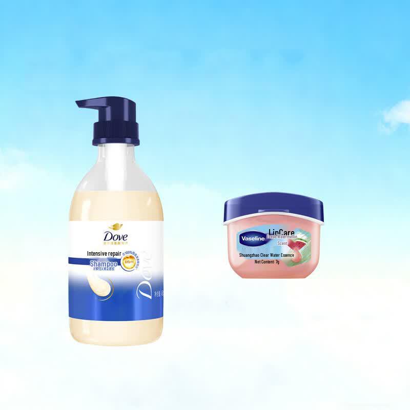 Dove Intensive Nourishment Shampoo & Vaseline Lip Balm Bundle