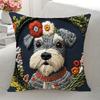 Schnauzer & Blumen Kissenbezüge Stuhl Wohnzimmer Kissenhülle Gemütlich Reißverschluss Sofa Kissenbezüge Schlafzimmer Innen Hausdekoration