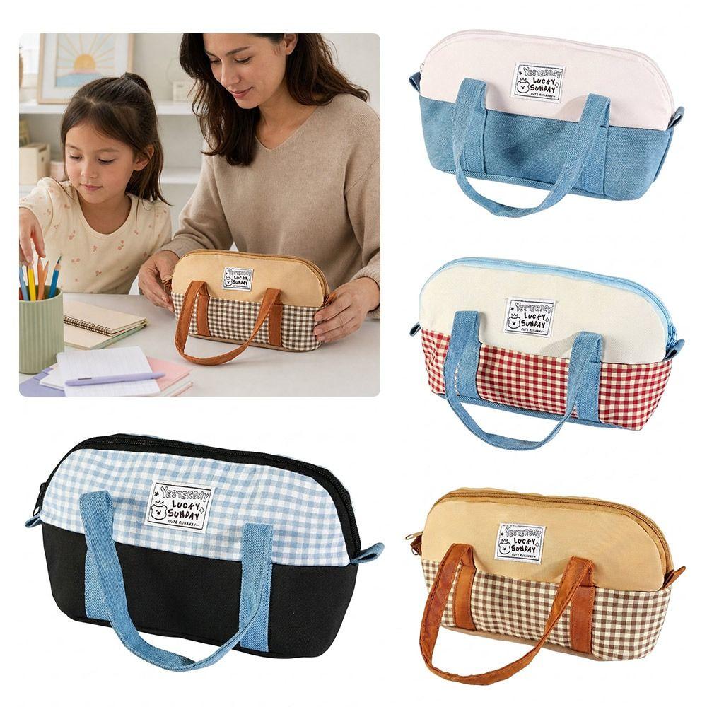 Color-blocking Pencil Case Large Capacity Stationery Bag Durable Pencil Pouch  School Office