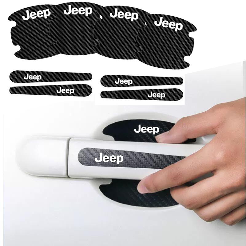Car Emblem Badge Door Handle Anti-scratch Sticker for Jeep Liberty Patriot Wrangler JK Renegade Compass Grand Cherokee Rubicon AKY1