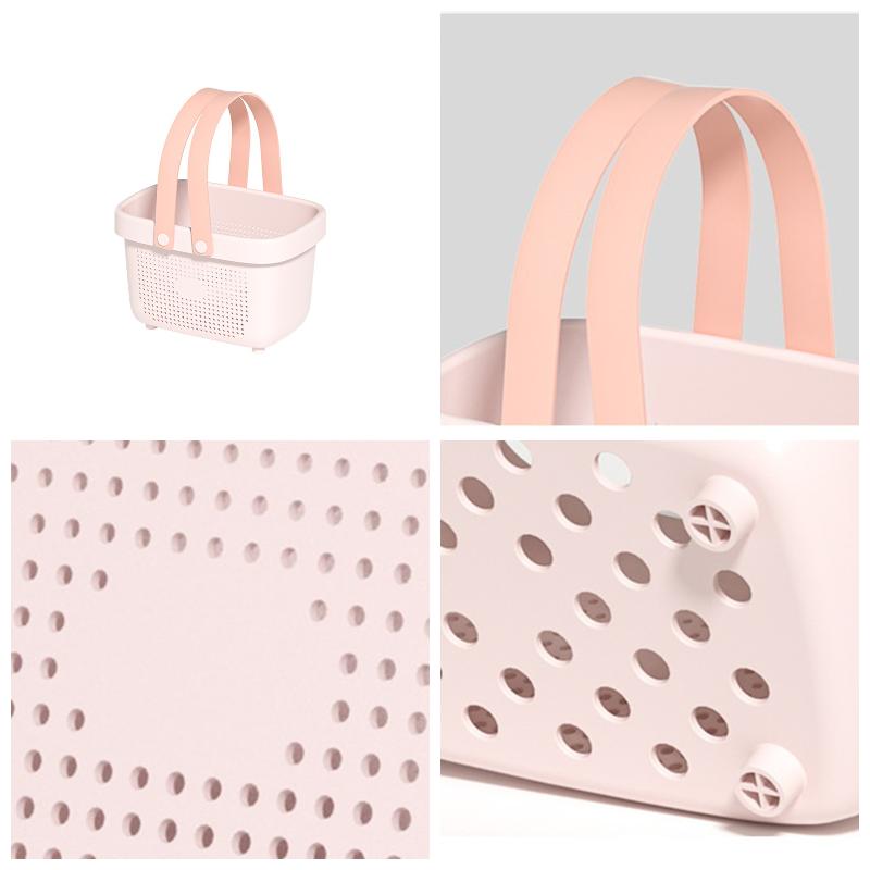 1Pcs Plastic Storage Basket With Handle Portable Shower Caddy Tote Organizer Basket Bin For Bathroom Kitchen Dorm Room Bedroom