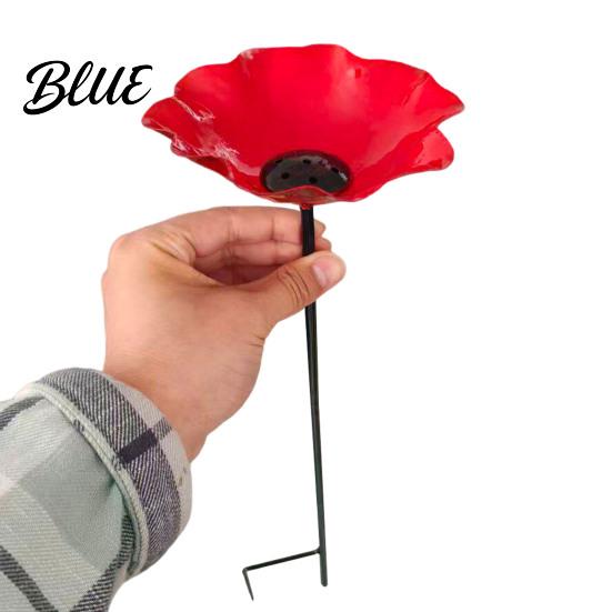 Backyard Bee Waterer Garden Metal Flower Stake Decorative Bird Bath Ground Insert Watering Pollinator Station Butterfly Drinking Bowl for Pollinators