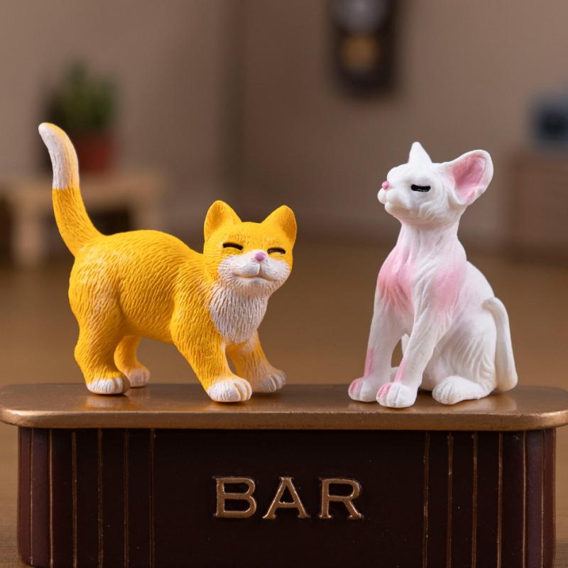 3/6Pcs Diy Micro Landscape Resin Cat Ornament Animal Miniature Fairy Garden Decoration Kitten Figurine Home Decor Accessories