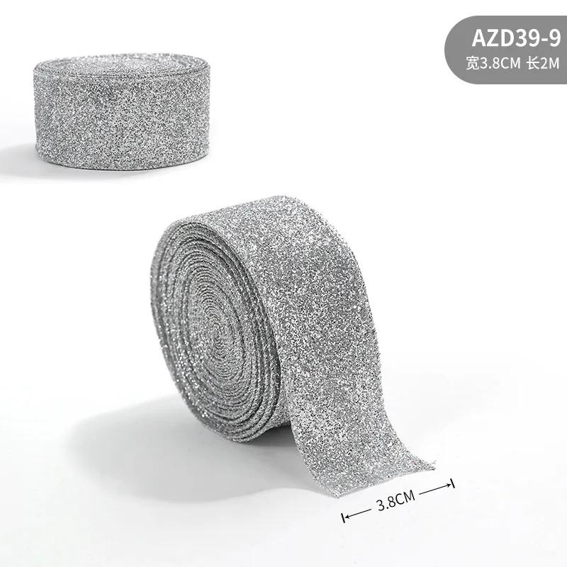 

2м Золотая Рождественская Лента Серебряная Шампань Полиэстеровая Лента с Блестками DIY Бант для Рождественской Елки Упаковка Подарков Навидад Домашнее Украшение as picture