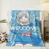 G-Gawr Gura Anime Throw Soft Flannel Throw Blanket, Lightweight Breathable Summer Nap Blanket For Sofa Home Travel Cozy Decor