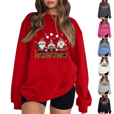 Kadın Modası Günlük Uzun Kollu Noel Baskılı Sweatshirt