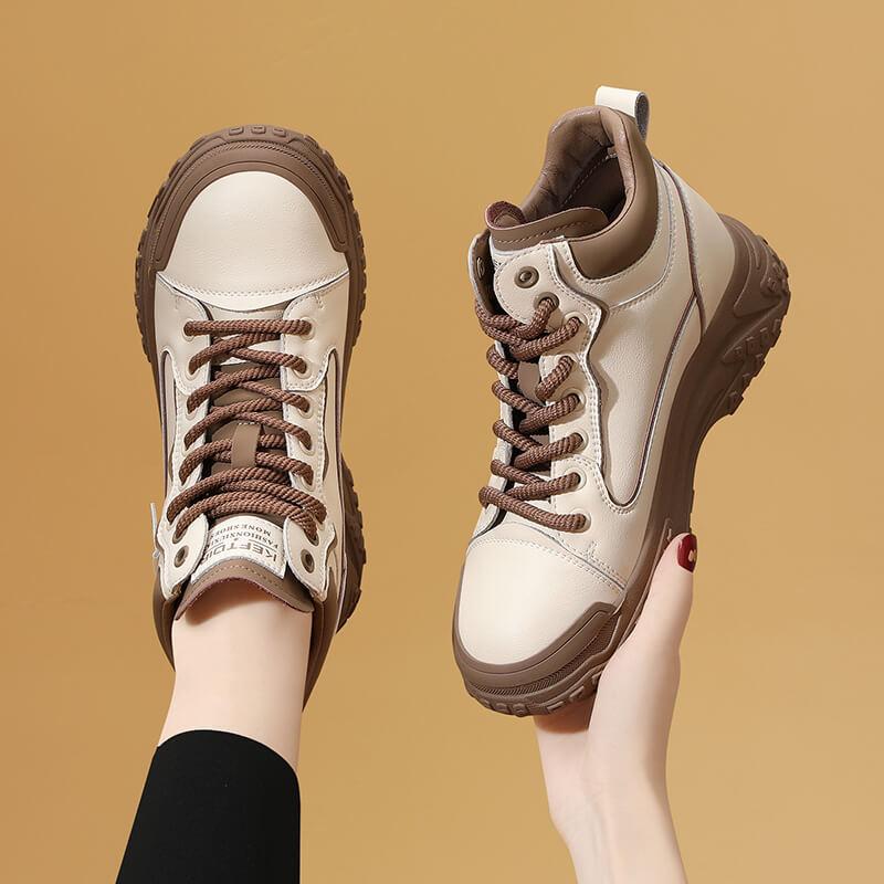 Casual sports shoes for women increase in height in autumn and winter Small white thick-soled dad flat