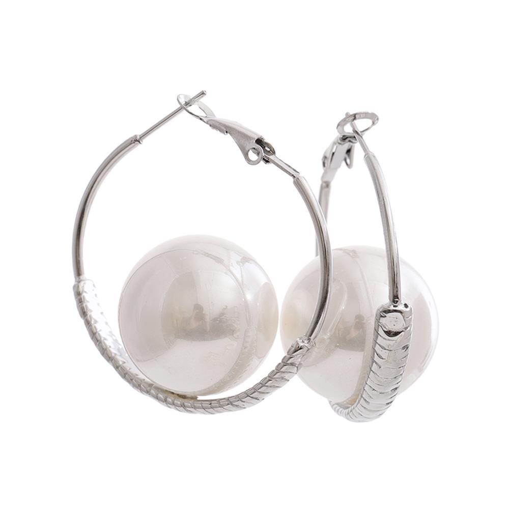 

Yhpup 2026 Stainless Steel Simulated Pearls Round Hoop Earrings Fashion Korean Classy Ear Korean Jewelry PVD Plated Accessories