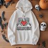 2025 European Fashion Skull & Heart Print Women's Halloween Hoodie with Pocket