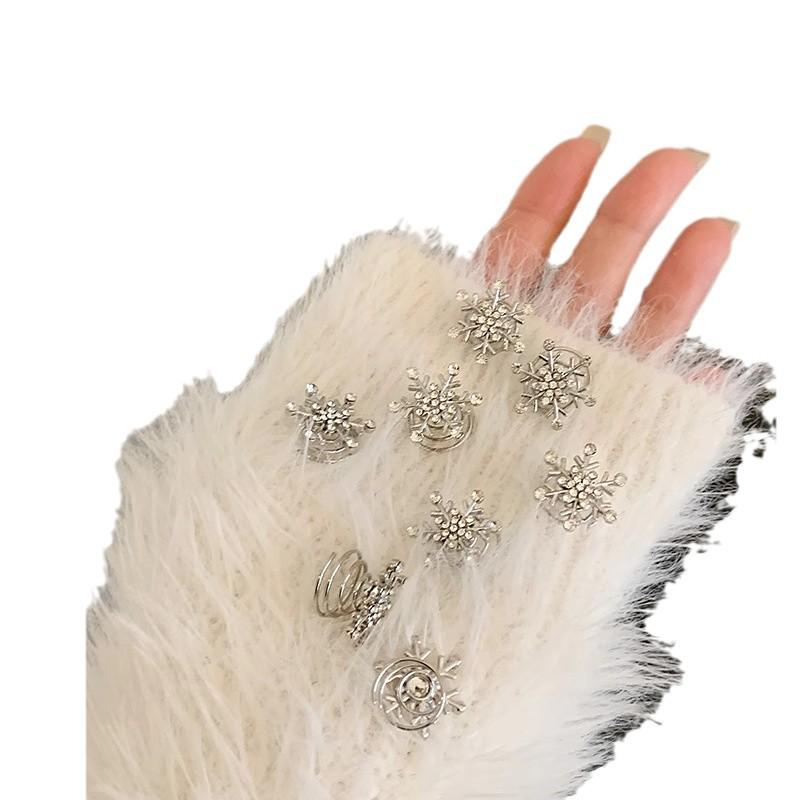 High-End Christmas Rhinestone & Pearl Snowflake Hair Clips – Elegant Duckbill Hairpins for Women