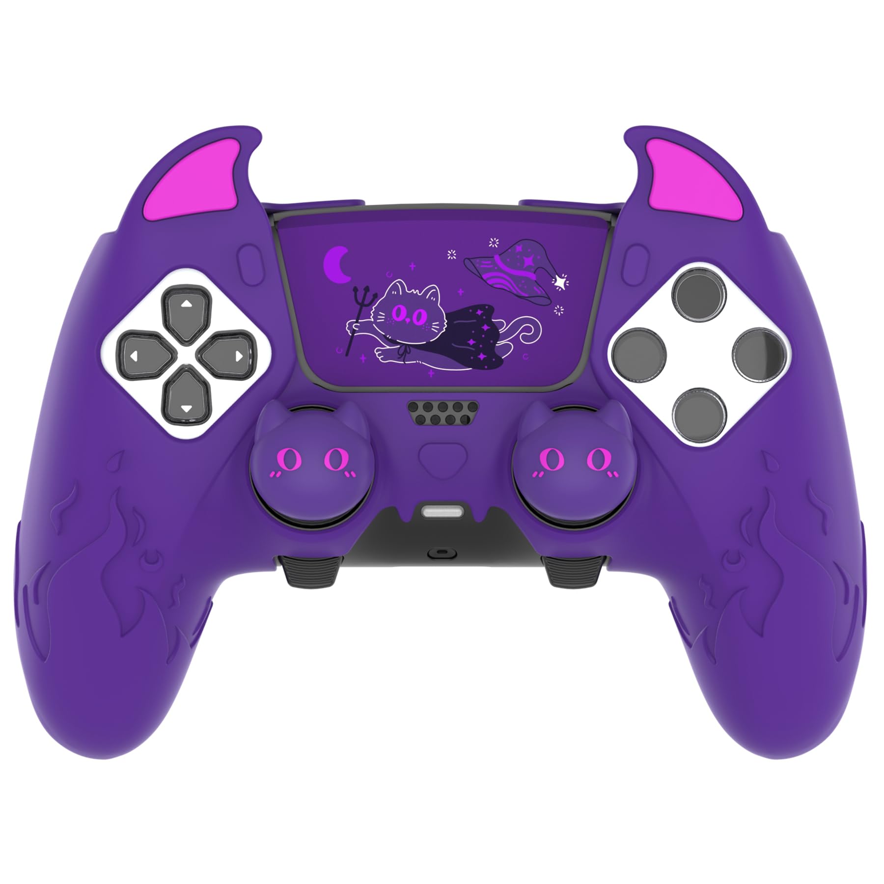 

PlayVital Silicone Cover for PS5 Edge Cute Devil Protective Case for Includes Touchpad Sticker Stick Purple Controller, Design, Edge, & Cover, фіолетовий