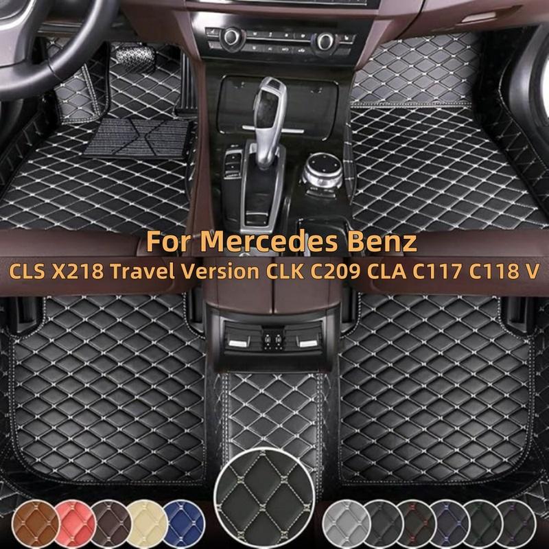 Car Floor Mats For Mercedes Benz CLS X218 Travel Version CLK C209 CLA C117 C118 V Full Coverage Floor Mats Luxury Floor Liners