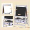 Children's Easel, Double-Sided Whiteboard Chalkboard, Paper Roll, 2 Baskets, 54 x 46.5 x 93 cm, Grey