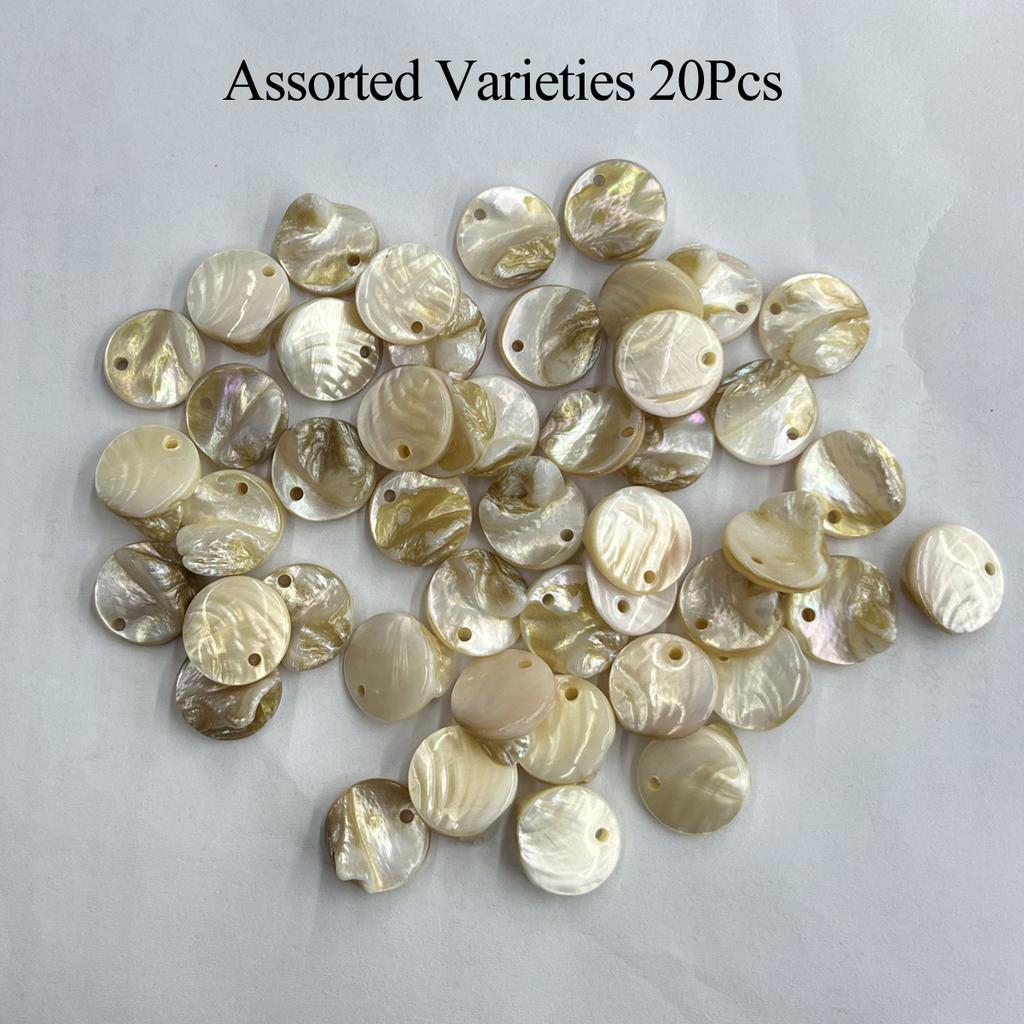 20Pcs, Natural Shell Beads with Hole, Boho Round Loose Beads, 15mm, for DIY Necklace Bracelet Accessories, Jewelry Making Crafts, Christmas Gifts