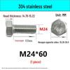 M14-30 304 Stainless Steel Fully Threaded Hex Head Screw Bolt