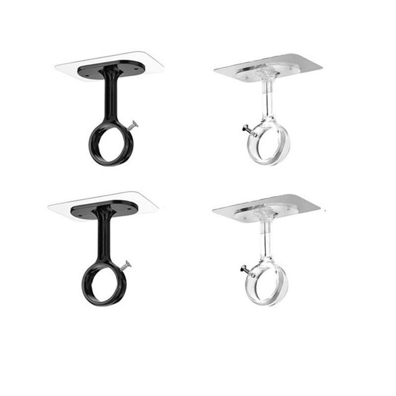 2/4Pcs Heavy-Adhesive Ceiling Curtain Rod Brackets - No Drilling Installation, Adjustable Height, 1.2Inch Diameter Rod Holders