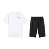 Li-Ning Summer Casual Short Sleeve T-Shirt And Comfortable Three-Quarter Pants Sports Set Men Sets Standard-White Black W873-2+W025-1