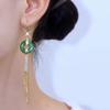 Zircon Chalcedony Fringed Ear Hook New Chinese Retro Guochao Earrings Light Luxury High-end Temperament Earrings