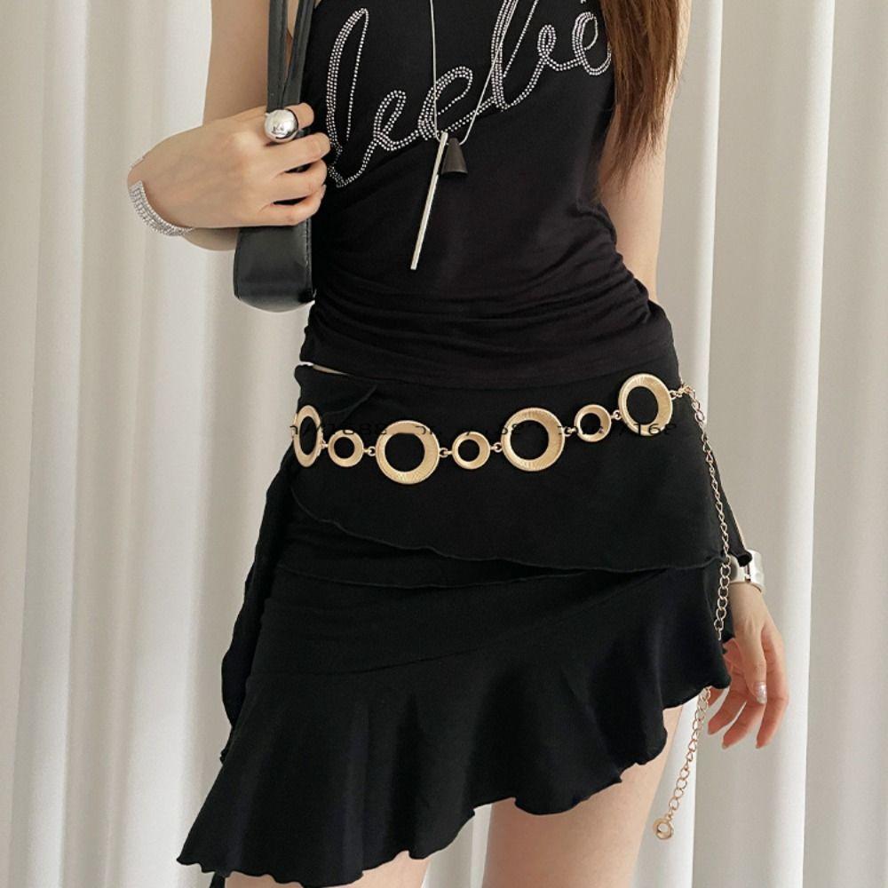 Gold Bohemian Waist Chain Body Chain Dress Belt Chains Metal Circular Ring Waist Chain  Women