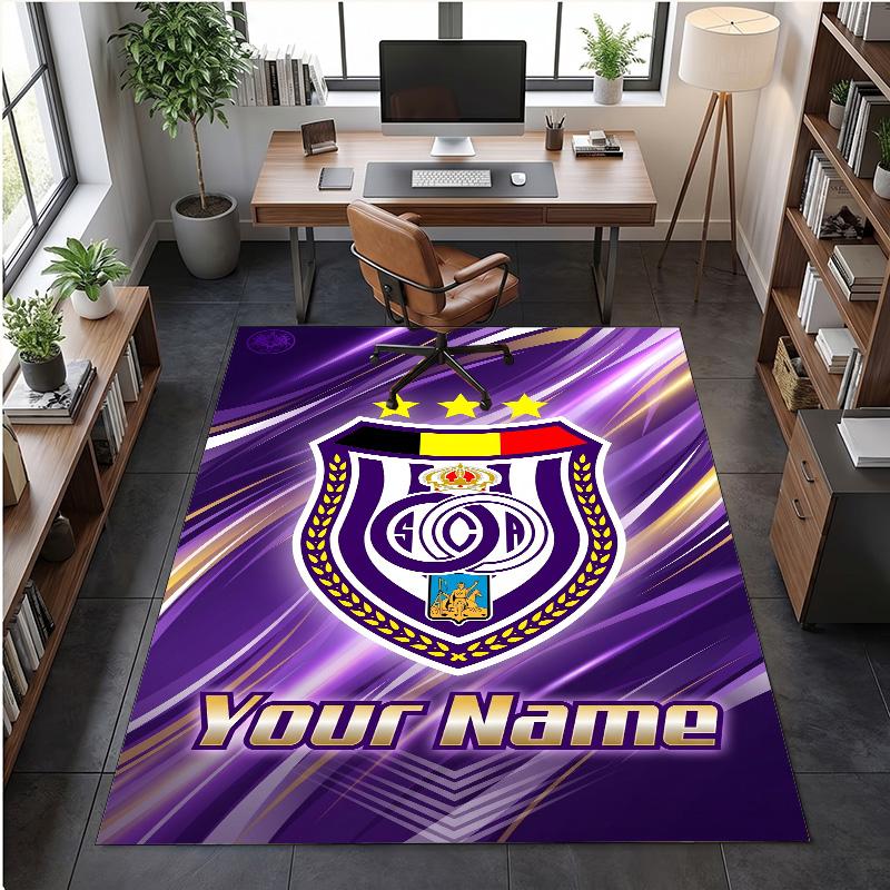 Kristall-Samt-Teppich Anderlecht FC Aufdruck Benutzerdefinierter Name Text Fußmatte Heimdekoration