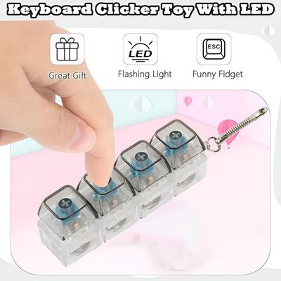 Mechanical Keyboard Button Stress Relief Keychain With LED Light/Office Desk Bookbag Accessories/Fidget Toy For Students Working