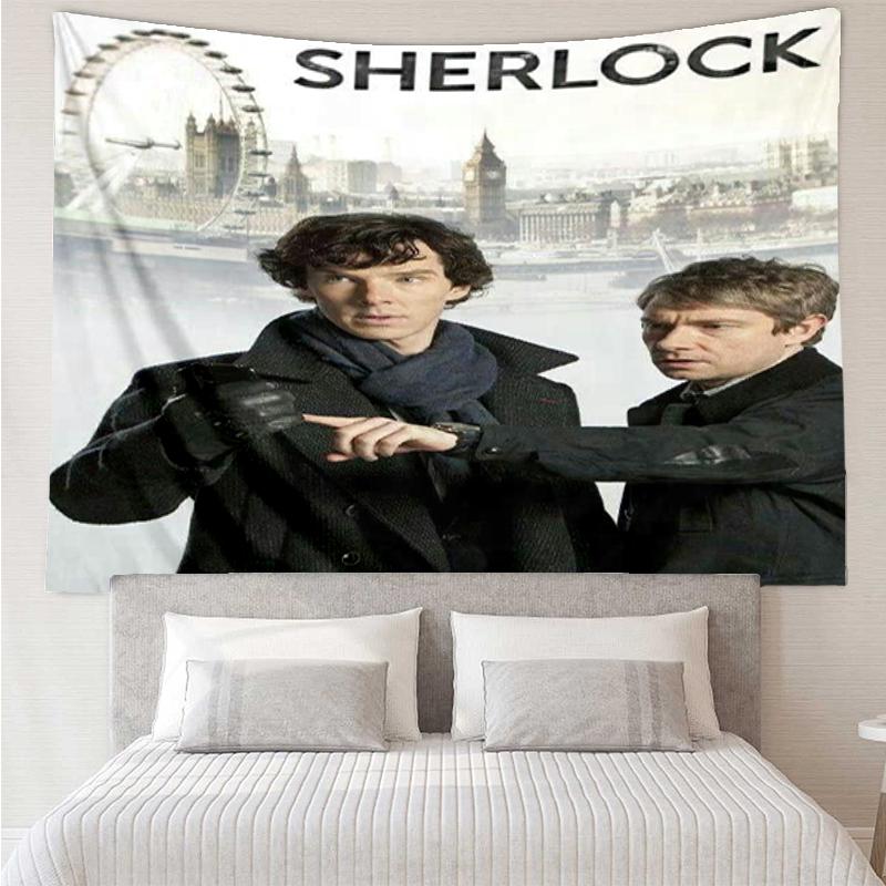Sherlock Holmes Print Tapestry, Backdrop, Easy Setup, Ideal for Bedroom, Office & Living Room, with Aesthetic Wall Hanging Decor.