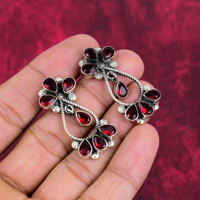 Red Garnet 925 Solid Sterling Silver Jewelry, Beautiful Handmade Earring, Amazing Garnet Gemstone Jewelry For Love