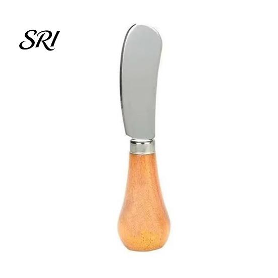Butter Spreader Upright Knife with Solid Wood Handle Stainless Steel Cheese Cutter for Toast Jam Non-Slip Peanut Smearing Tool 1pc