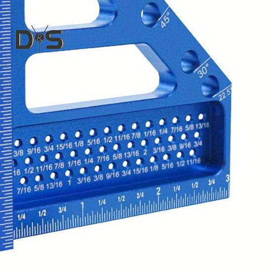 22.5-90 Degree Drawing Line Ruler with Pin 6-Hole Design High Accurate Portable Easy To Carry Carpenter Square Ruler Woodworking Tool