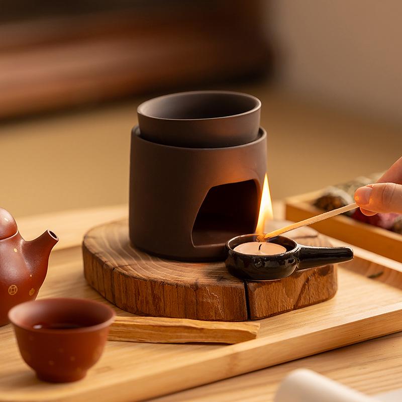 Japanese Style Multifunctional Aromatherapy Candle Burner for Essential Oils, Warm Tea, and Sleep Aroma Bricks with Sandalwood and Agarwood.