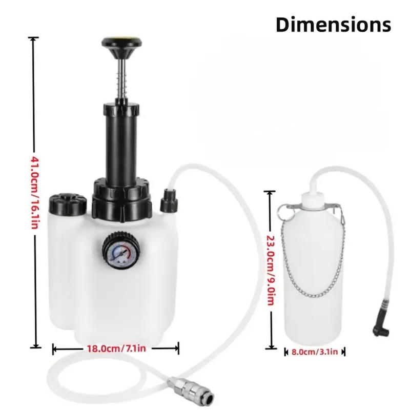 3L Brake Bleeding Kit with Pressure Gauge Efficient Manual Vacuum Pump System for Brake and Clutch Fluid Change Complete Set