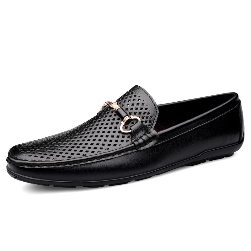 Men s White Genuine Leather Summer Loafers - Breathable & Comfortable Casual Shoes. 45