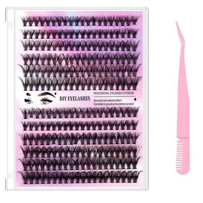 DeryArcle Eyelashes, 240 Clumps, 30D+40D, Large Capacity, Sheer, Popular, Handmade, Natural Look, 10-16mm, with Storage Box, Eyelash Curler,