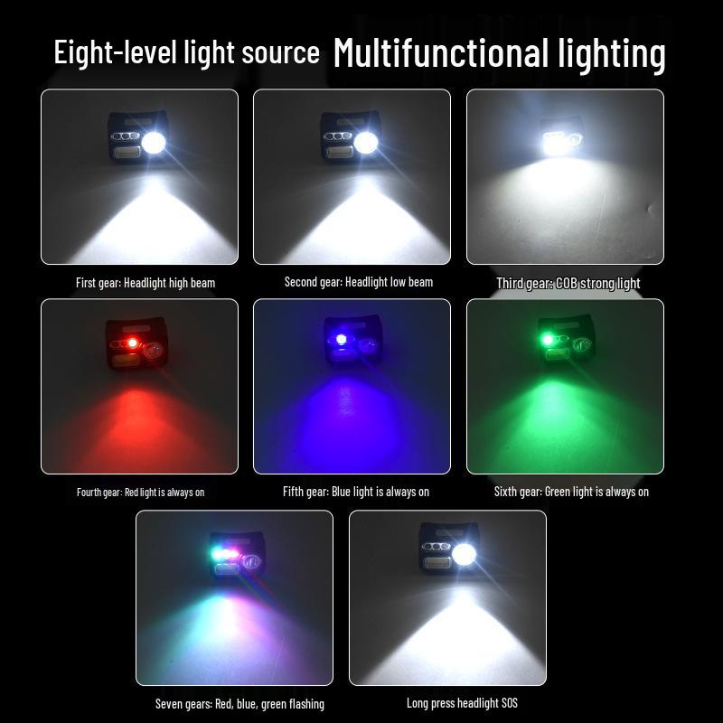 Quad-Color Outdoor Headlamp with Long Battery Life for Fishing and Running