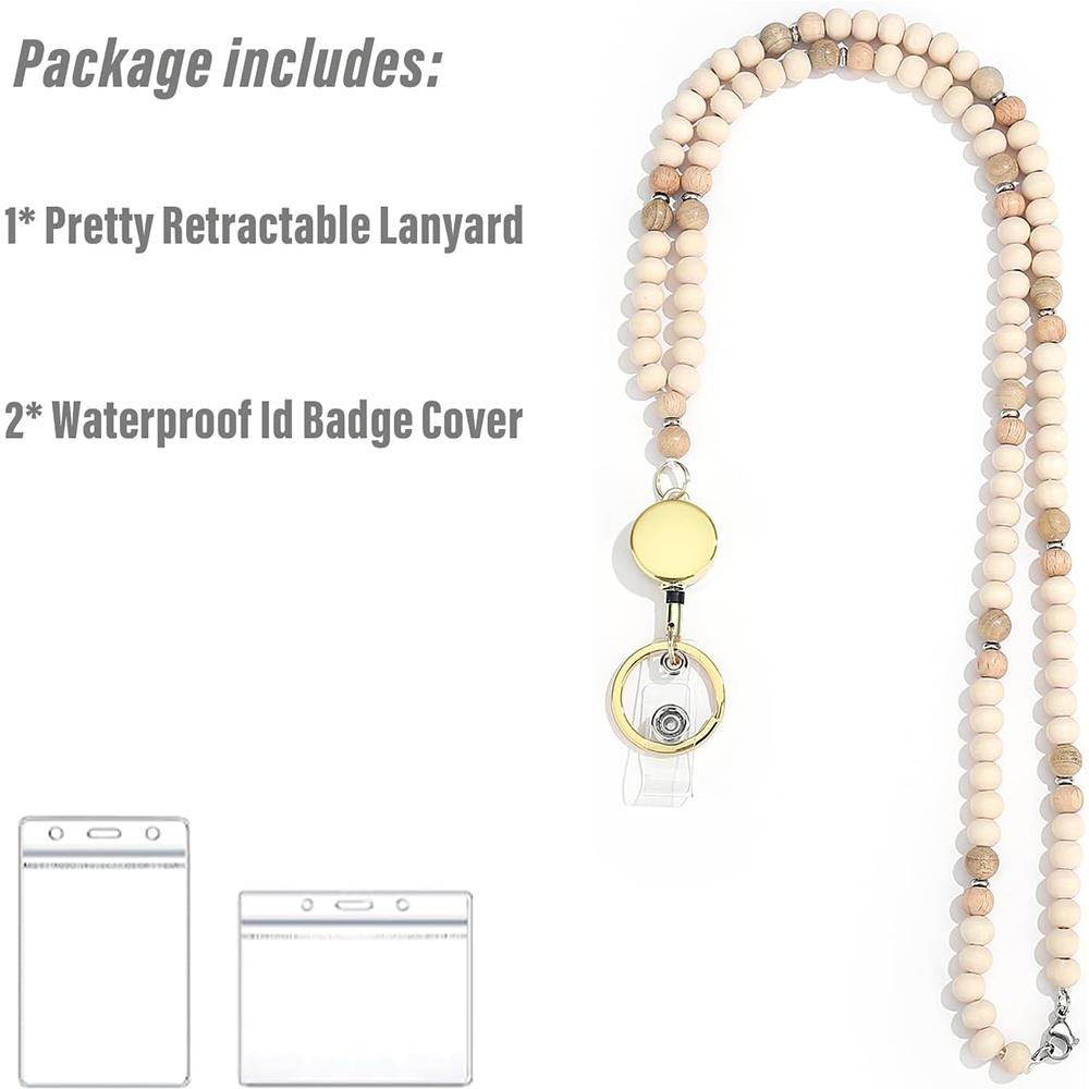 Retractable Lanyard & 2pcs Plastic Protective Covers for ID Badges For Teacher