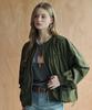MAXZA Shirred Frill Ribbon Round Zip-Up Jumper