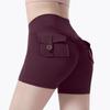 Fitness Sports Tooling Shorts Women's High Waist Tight Body Hip Lift Pocket Three-point Pants Nude Yoga Shorts